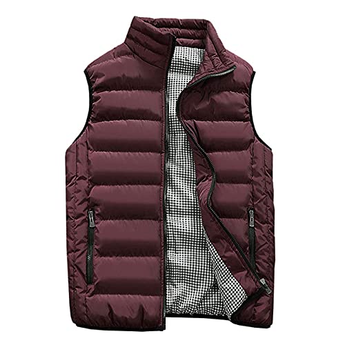 Feiairuike Men's Outdoor Casual Stand Collar Outwear Padded Vest Coats