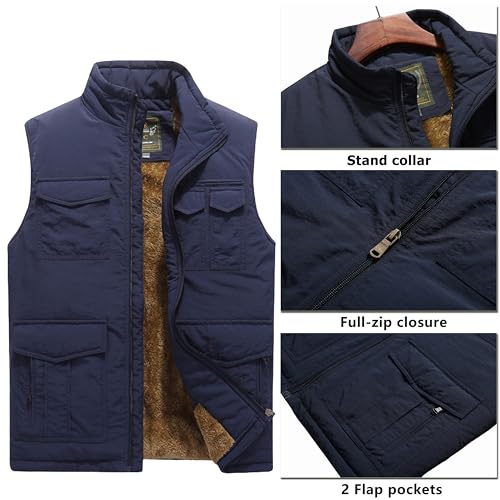 Vcansion Men's Winter Warm Puffer Vest Quilted Padded Sleeveless Jacket Army Green US 2XL/Asian 6XL