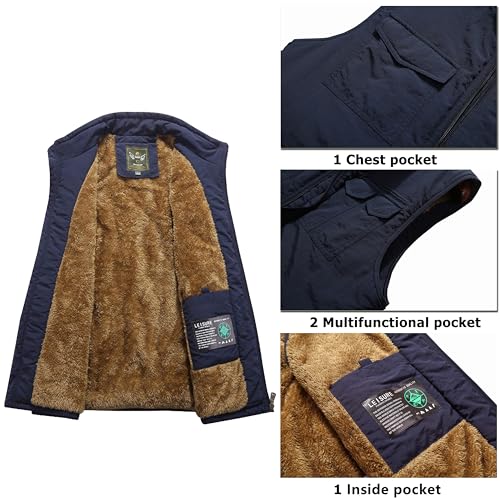 Vcansion Men's Winter Warm Puffer Vest Quilted Padded Sleeveless Jacket Army Green US 2XL/Asian 6XL