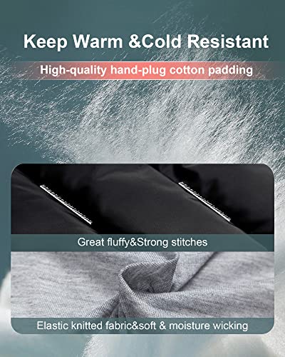 CREATMO US Men's Casual Padded Vest Coats Outdoor Heavy Duty Hooded Vest Sleeveless Jacket Black XL