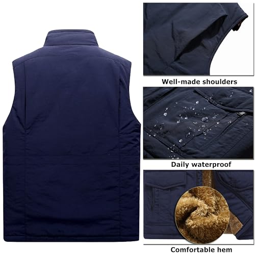 Vcansion Men's Winter Warm Puffer Vest Quilted Padded Sleeveless Jacket Army Green US 2XL/Asian 6XL