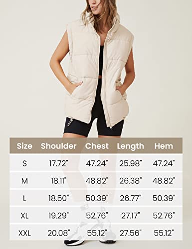 Athlisan Womens Zip Up Puffer Vest Stand Collar Sleeveless Padded Jacket Coat(Apricot-XL)