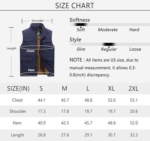 Vcansion Men's Winter Warm Puffer Vest Quilted Padded Sleeveless Jacket Army Green US 2XL/Asian 6XL