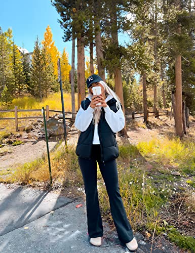 Springrain Womens Oversized Quilted Puffer Vest Padded Warm Winter Jacket with Stand Collar Bubble Puffer Gilet(Black-L)