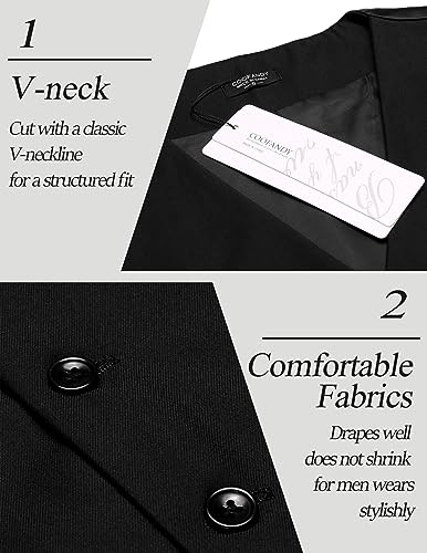 COOFANDY Men's Fashion Formal Slim Fit Business Dress Suit Vest Waistcoat,Black,Medium ( Chest: 43.3" )