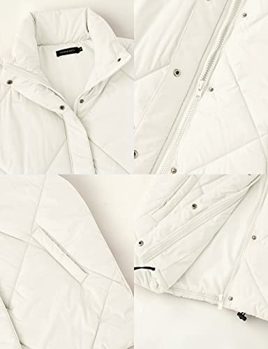 MEROKEETY Women's 2024 Winter Puffer Vest Quilted Stand Collar Zip Up Padded Gilet Coat with Pockets,Beige,M