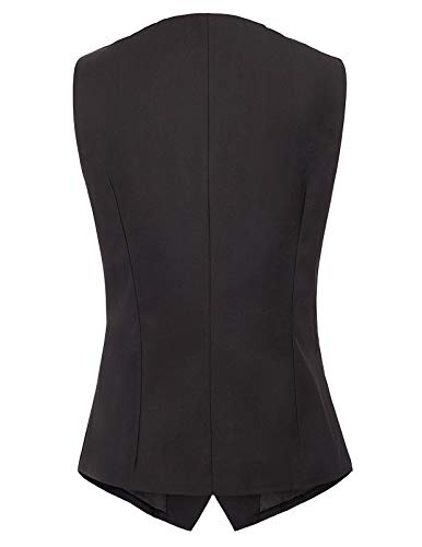 GRACE KARIN Womens V-Neck Suit Vest 4 Button Jacquard Business Tuxedo Waistcoat Tops(XL,Black)