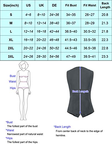 GRACE KARIN Womens V-Neck Suit Vest 4 Button Jacquard Business Tuxedo Waistcoat Tops(XL,Black)