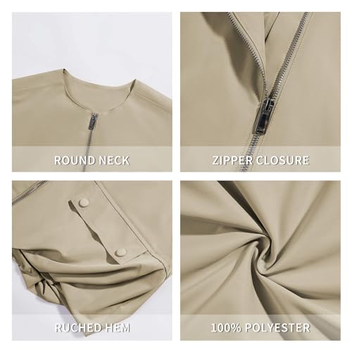 Tankaneo Womens Casual Zip Up Vest Cargo Oversized Ruched Hem Sleeveless Blazer Jackets Tops