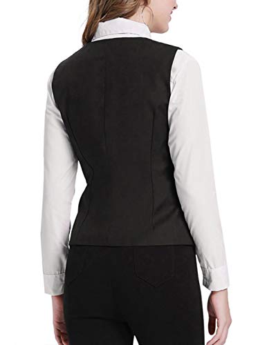 GRACE KARIN Womens V-Neck Suit Vest 4 Button Jacquard Business Tuxedo Waistcoat Tops(XL,Black)