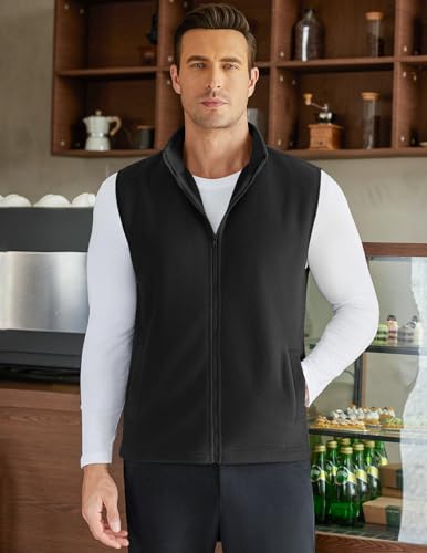 COOFANDY Men's Polar Fleece Vest Lightweight Sleeveless Zip Up Jacket Casual Outerwear Outdoor Golf Vests