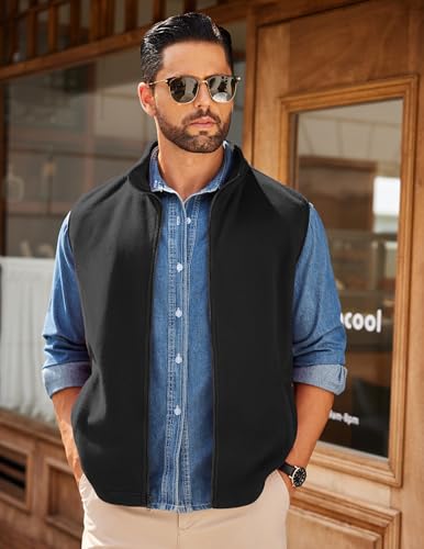 COOFANDY Men's Polar Fleece Vest Lightweight Sleeveless Zip Up Jacket Casual Outerwear Outdoor Golf Vests
