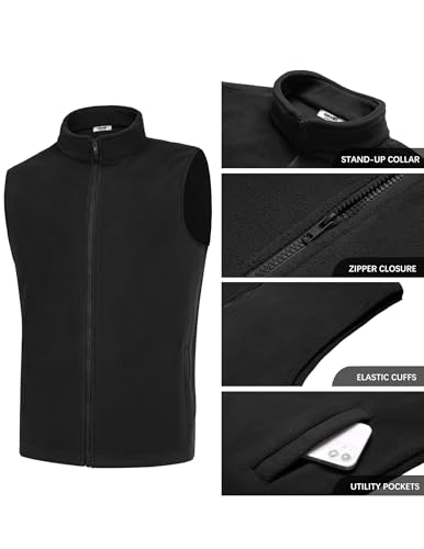 COOFANDY Men's Polar Fleece Vest Lightweight Sleeveless Zip Up Jacket Casual Outerwear Outdoor Golf Vests