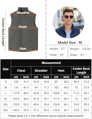 COOFANDY Mens Warm Sleeveless Vest Full-Zip Polar Fleece Vests Casual Outerwear With Pockets, Army Green, Large