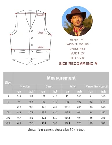 COOFANDY Men's Leather Suit Vest Casual Western Vest Jacket V-Neck Slim Fit Vest Waistcoat,Black,Large