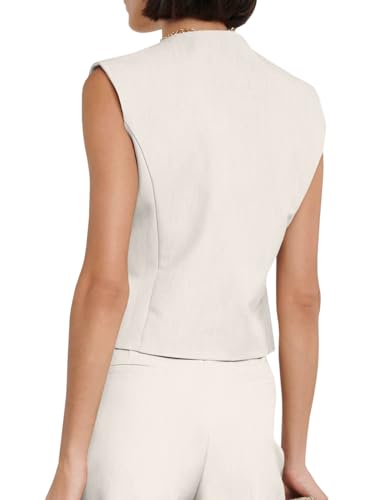 Cicy Bell Womens Waistcoat Vest Sleeveless Blazers V Neck Button Up Asymmetrical Hem Work Office Suit Vests