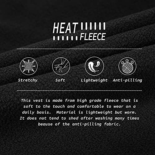 33,000ft Men's Fleece Vest, Lightweight Warm Zip Up Polar Vests Outerwear with Zipper Pockets, Sleeveless Jacket for Winter