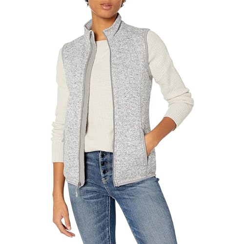 Charles River Apparel womens Pacific Heathered Sweater Vest Fleece Jacket, Light Grey Heather, Large US