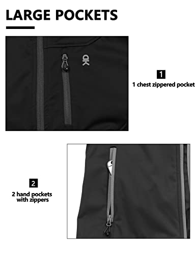 Little Donkey Andy Men's Lightweight Softshell Vest Windproof Sleeveless Jacket for Travel Hiking Running Golf Black XL