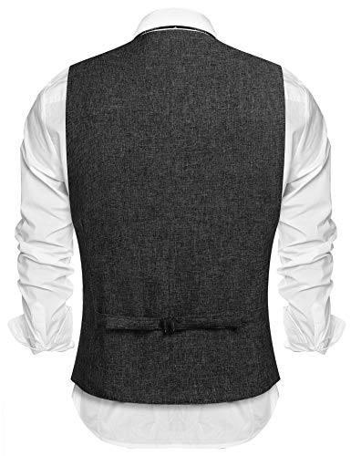 COOFANDY Men's Casual Business Vests Lightweight Waistcoat Slim Fit Suit Vest Black X-Large