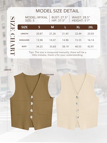 LILLUSORY Womens Tops Dressy Casual Cropped Vest Fashion Business Professional Outfits 2024 Chalecos De Mujer White S