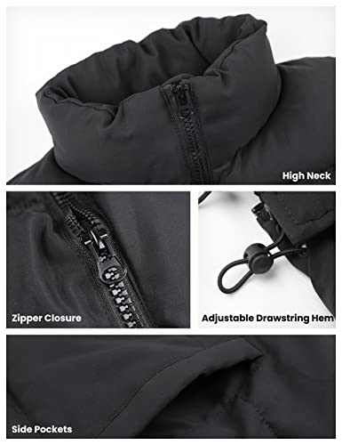 Athlisan Womens Zip Up Puffer Vest Stand Collar Sleeveless Padded Jacket Coat(Black-XXL)