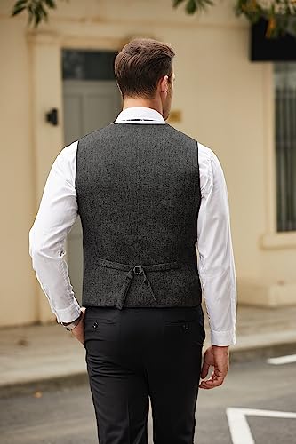 COOFANDY Men's Casual Business Vests Lightweight Waistcoat Slim Fit Suit Vest Black X-Large
