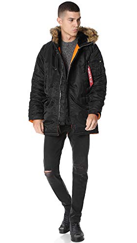 Alpha Industries Men's N-3B Parka,Black,Large