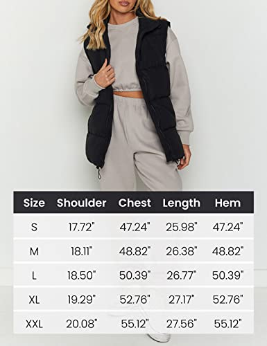 Athlisan Womens Zip Up Puffer Vest Stand Collar Sleeveless Padded Jacket Coat(Black-XXL)