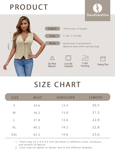 Saodimallsu Womens Sleeveless Sweater Vest Knit V Neck Button Fashion Casual Loose Spring Summer Waistcoat Cardigan White