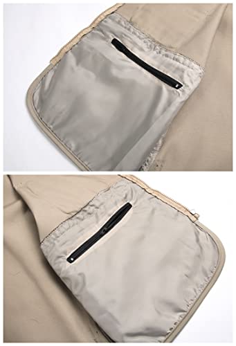 LISUHEPEAL Men's Fishing Vest Summer Outdoor Work Safari Travel Photo Khaki Vests with Multi Pockets For Men (S18-Khaki, L)