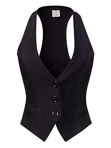 Design by Olivia Women's Dressy Casual Versatile Racerback Vest Tuxedo Suit Waistcoat Black M