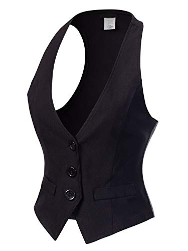 Design by Olivia Women's Dressy Casual Versatile Racerback Vest Tuxedo Suit Waistcoat Black M
