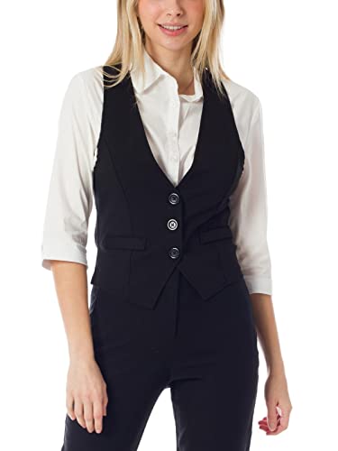 Design by Olivia Women's Dressy Casual Versatile Racerback Vest Tuxedo Suit Waistcoat Black M