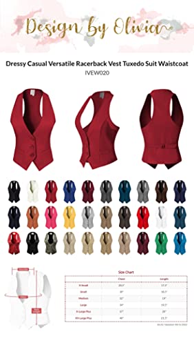 Design by Olivia Women's Dressy Casual Versatile Racerback Vest Tuxedo Suit Waistcoat Black M