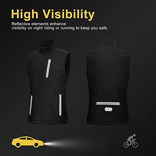 33,000ft Men's Windproof Lightweight Golf Vest Outerwear with Pockets, Softshell Sleeveless Jacket for Running Hiking Sports