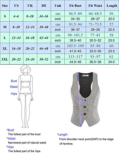 GRACE KARIN Vintage Vest for Women Sleeveless V-Neck Plaid Dressy Jacket(L, Brown Plaid)