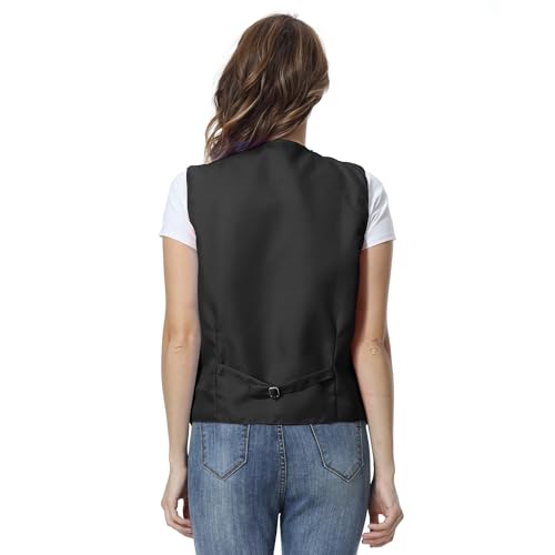 TopTie Unisex Button Vest Work Wear Uniform Vest-Black-M