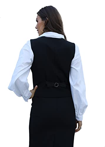 V VOCNI Women's Fully Lined 4 Button V-Neck Economy Dressy Suit Vest Waistcoat