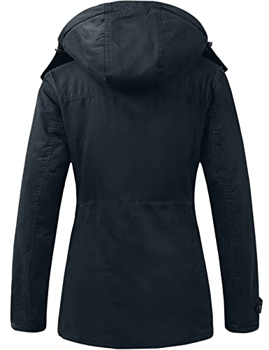 Uoiuxc Women's Warm Winter Coat Hooded Fleece Lined Parkas Jacket (Navy,Small)