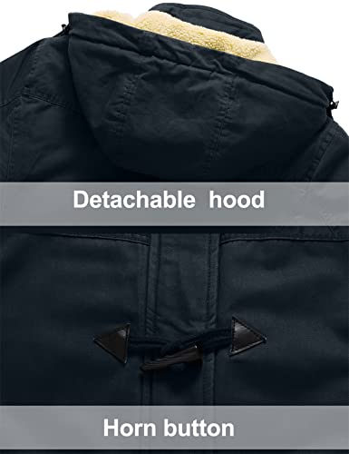 Uoiuxc Women's Warm Winter Coat Hooded Fleece Lined Parkas Jacket (Navy,Small)
