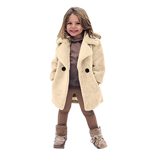 Ugoob Toddler Kids Duffle Overcoat Winter Windproof Thicken Coat Jacket Warm Fleece Outerwear for Boys Girls Trench Coat (Beige, 2-3 Years)