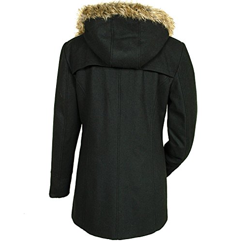 Alpine Swiss Duffy Womens Black Wool Coat Fur Trim Hooded Parka Jacket 2XL