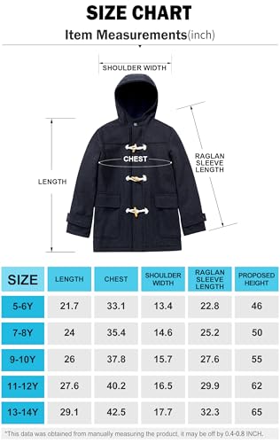 maoo garden Boys Wool Coat Kids Winter Heavy Sherpa Lined Duffle Jacket Hooded Trench Dress Coat Camel 13-14Y