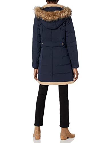 Vince Camuto womens Down Duffle Coat With Hood Trim Parka, Navy, Medium US