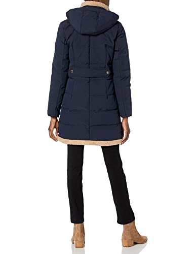 Vince Camuto womens Down Duffle Coat With Hood Trim Parka, Navy, Medium US