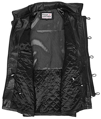 Mens Leather Duffle Coat with Detachable Hoodie Parka Jack Black (2XL)