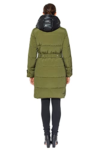 Vince Camuto womens Down Hooded Duffle Jacket Parka, Olive, Large US