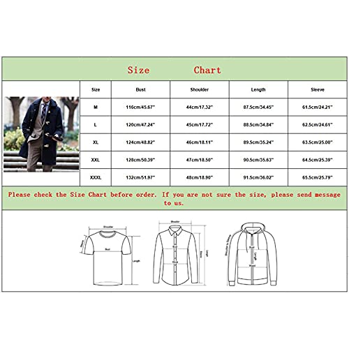 Sinifer Men's Woollen Duffle Trench Coat Toggle Winter Thick Lapel Slim Fit Business Overcoat Jacket Mid Length Windbreaker (US, Alpha, X-Large, Regular, Regular, Navy)