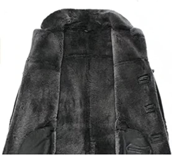 Men's Classic Anti Winter Grey Fur Black Real Sheepskin bomber Leather Duffle Coat (Large), a-1